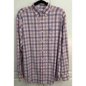 Southern Tide Intercoastal Men's Button-Up Pink Plaid Shirt Long Sleeve Size M